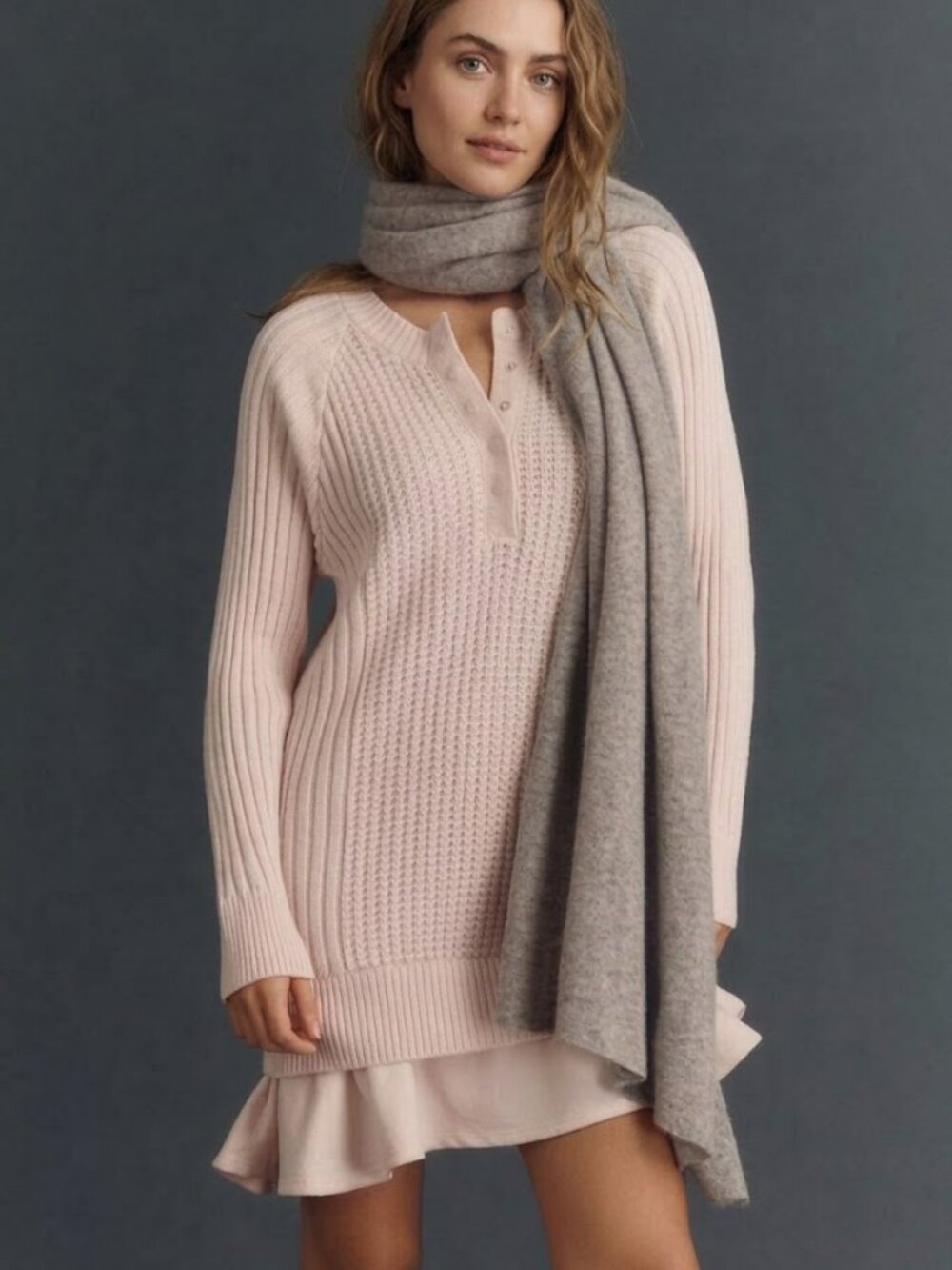 Daily Practice by Anthropologie Twofer Waffle-Knit Mini Dress